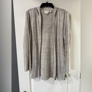 Cynthia Rowley lightweight Heather Gray open front‎ cardigan 100% Linen size L